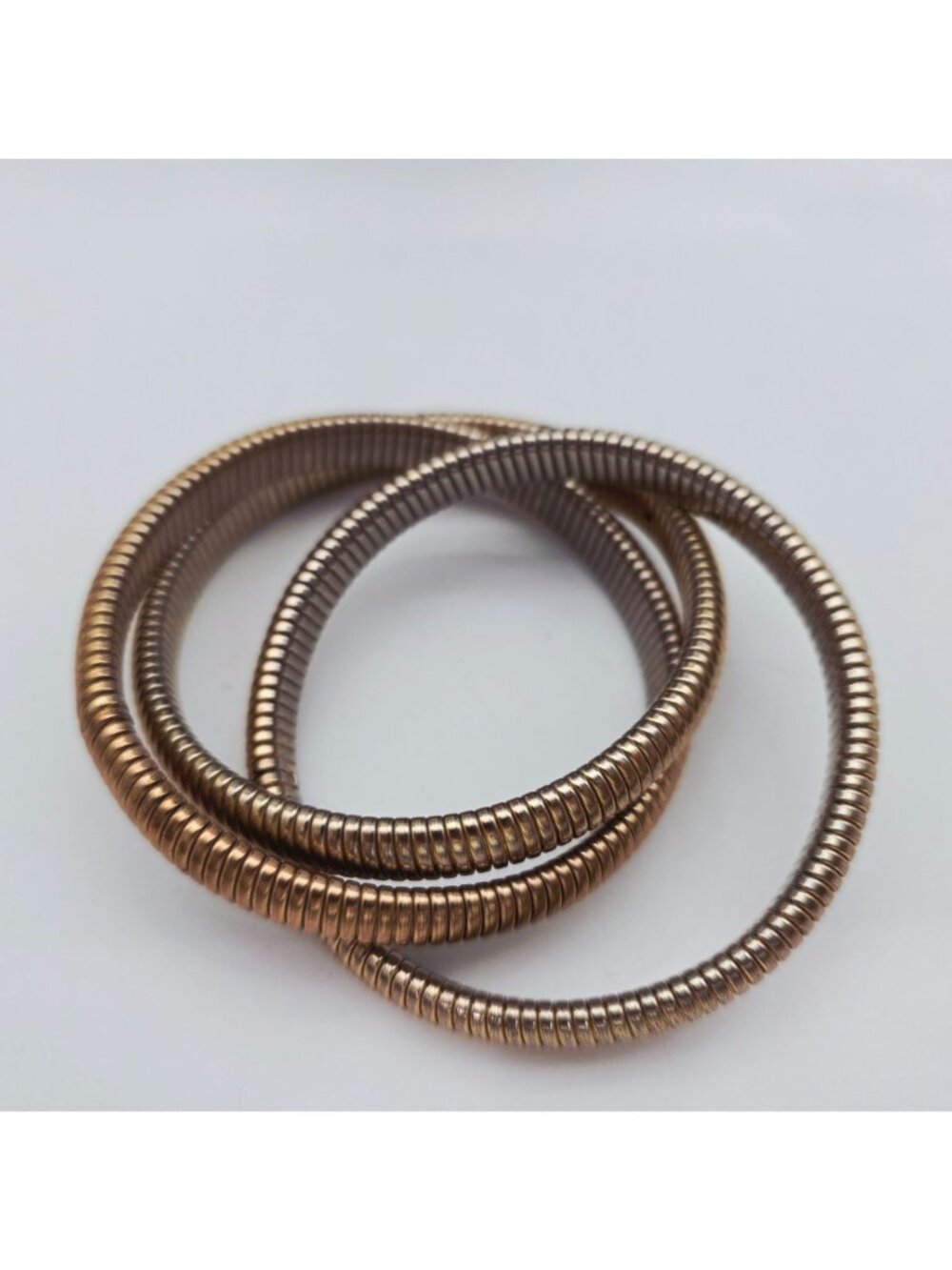 Gold-Tone 3 Coil Wrap Bracelet Retro Style Adjustable Vintage Look - Picture 6 of 6